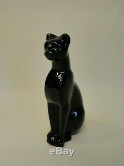 Baccarat Black Crystal Sitting Egyptian Style Cat Figure Paperweight ZD3-14