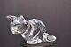 Baccarat Crystal Clear Glass Crouched Cat Figurine Paperweight Signed
