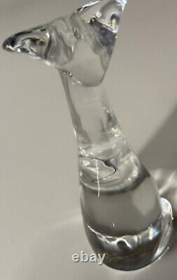 Baccarat Crystal Elegant Modern Cat Art Deco Style Glass Titled Figure of a Cat