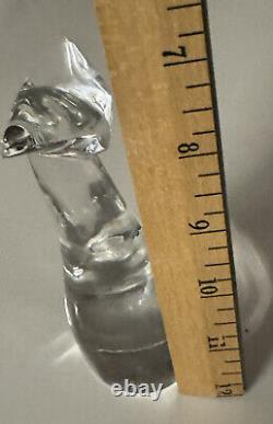 Baccarat Crystal Elegant Modern Cat Art Deco Style Glass Titled Figure of a Cat