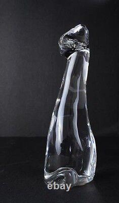 Baccarat Crystal Elegant Modern Cat Art Deco Style Glass Titled Figure of a Cat