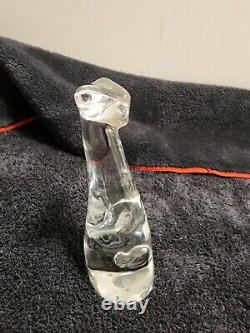 Baccarat Crystal Elegant Modern Cat Art Deco Style Glass Titled Figure of a Cat