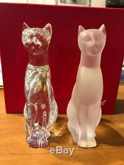 Baccarat France French Crystal Egyptian Sphinx Cat Set, Clear And Frosted