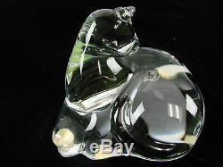 Baccarat France The Lapping Kitty Cat Crystal Art Glass Sculpture Paperweight