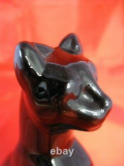 Baccarat French Crystal Black Cat Figurine, Egyptian Art Deco Glass Paperweight