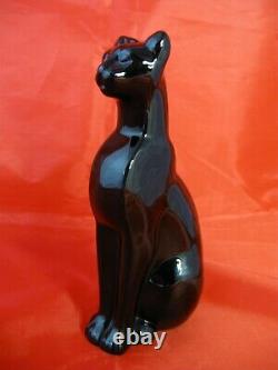 Baccarat French Crystal Black Cat Figurine, Egyptian Art Deco Glass Paperweight