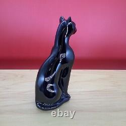 Baccarat French Crystal Black Cat Figurine Egyptian Art Deco Glass Paperweight