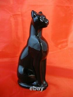 Baccarat French Crystal Black Cat Figurine, Egyptian Art Deco Glass Paperweight