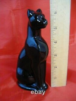 Baccarat French Crystal Black Cat Figurine, Egyptian Art Deco Glass Paperweight