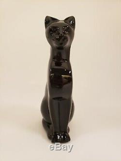 Baccarat French Crystal Black Crystal Cat Sitting Figurine