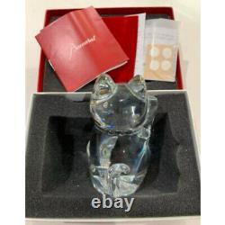 Baccarat Maneki Neko Crystal Figurine lucky motif cat Clear Good condition