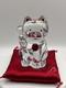 Baccarat Maneki Neko Lucky Beckoning Fortune Cat Red Octagon Crystal Withcushion