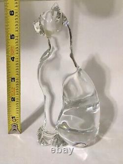 Baccarat Signed Crystal Glass Egyptian Cat Figurine Fine Art Glass