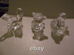 Baccarat Waterford & Lenox Crystal Pug Dog Cat & Teddy Bear Figurines Glass