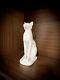 Bastet Statue With Scarab, White Alabaster Cat Statue From Ancient Egypt