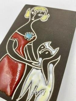 Beautiful Jaap Ravelli Wall Plate with woman and cat 1960s