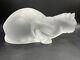 Beautiful Large Lalique France Frosted Crystal Glass Crouching Cat Figurine