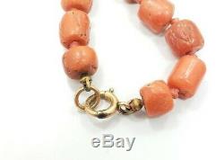 Beautiful Vintage Art Deco Gold Filled Coral Asian Chinese Cat Necklace