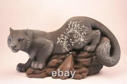 Black Cat Figurine Sculpture Collectible Worldwide Shipping 100% Handmade