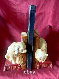 Bretby Cat & Dog Antique Plaster Bookends 1920's Original