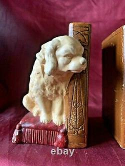 Bretby Cat & Dog Antique Plaster Bookends 1920's Original
