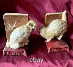 Bretby Cat & Dog Antique Plaster Bookends 1920's Original