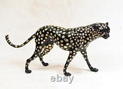 Bronze Black Panther Statue Art Deco Cat