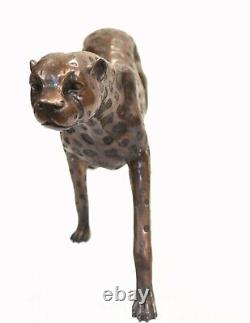 Bronze Cheetah Cat Statue Art Deco Panther Casting