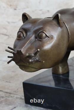 Bronze Sculpture Botero Cat Gato Feline Pet Animal Art Deco Statue Figurine
