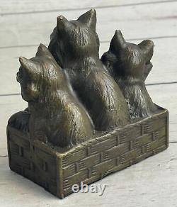 Bronze Sculpture Cat Gato Chat Figure In Bronze Art Deco Style Figurine Art Nr