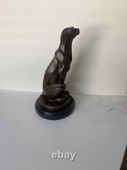 Bronze Sculpture Leopard Panther Cougar Lion Lost-Wax Figure Art Deco
