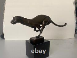Bronze Sculpture Leopard Panther Cougar Lion Lost-Wax Figure Art Deco