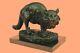 Bronze Sculpture By Jonchery Cat Gato Feline Pet Animal Art Deco Statue Figurine