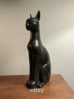 Bronze cat statue egyptian revival, art deco, mid century, vintage, signed