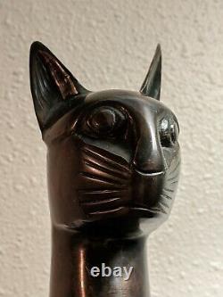 Bronze cat statue egyptian revival, art deco, mid century, vintage, signed