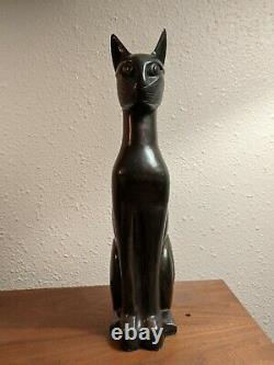 Bronze cat statue egyptian revival, art deco, mid century, vintage, signed