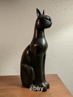 Bronze cat statue egyptian revival, art deco, mid century, vintage, signed