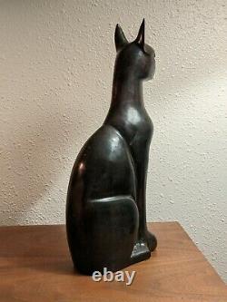 Bronze cat statue egyptian revival, art deco, mid century, vintage, signed