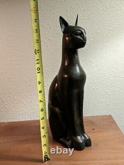 Bronze cat statue egyptian revival, art deco, mid century, vintage, signed