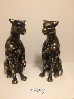 Bronze or Brass CAT Cheetahs Art Deco Wildcat Sculpture Cheetha Statues 16