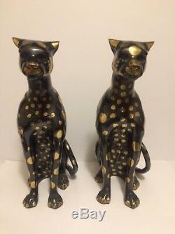 Bronze or Brass CAT Cheetahs Art Deco Wildcat Sculpture Cheetha Statues 16