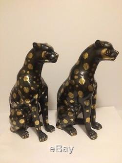 Bronze or Brass CAT Cheetahs Art Deco Wildcat Sculpture Cheetha Statues 16