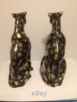 Bronze or Brass CAT Cheetahs Art Deco Wildcat Sculpture Cheetha Statues 16