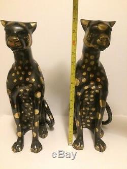 Bronze or Brass CAT Cheetahs Art Deco Wildcat Sculpture Cheetha Statues 16