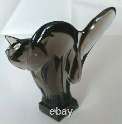 CAT- BOHEMIAN ART DECO LUDWIG MOSER CRYSTAL GLASS FIGURINE- 1930s MINT