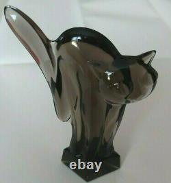 CAT- BOHEMIAN ART DECO LUDWIG MOSER CRYSTAL GLASS FIGURINE- 1930s MINT