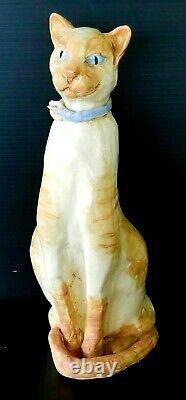 CAT Original Hand-Made Vintage 1960's Ceramic Clay Sculpture Large 12 Figure