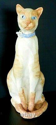 CAT Original Hand-Made Vintage 1960's Ceramic Clay Sculpture Large 12 Figure