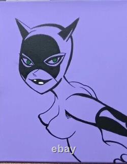 CAT WOMAN ORIGINAL ART PAINTING Batman the animated series CHRISTMAS Bruce Timm