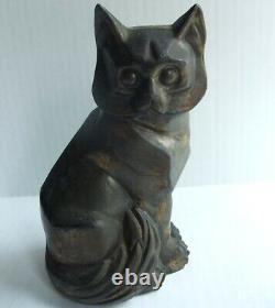 C. M. W. Cubist Cast Metal Cat Form Bookend Statue Antique Vtg 1929 Art Deco Style